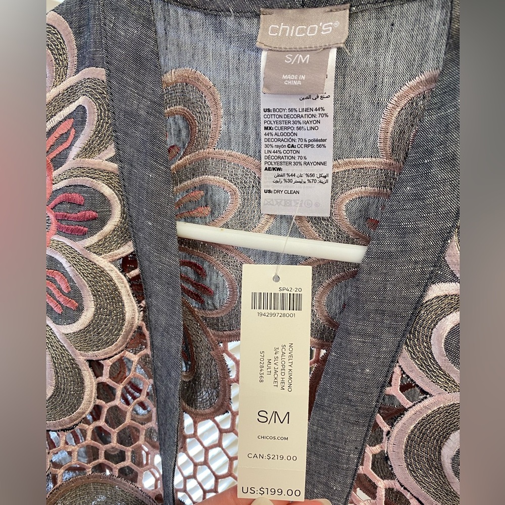 NWT Chico’s Scalloped Hem Kimono - Picture 2 of 4